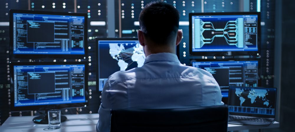 System,Security,Specialist,Working,At,System,Control,Center.,Room,Is